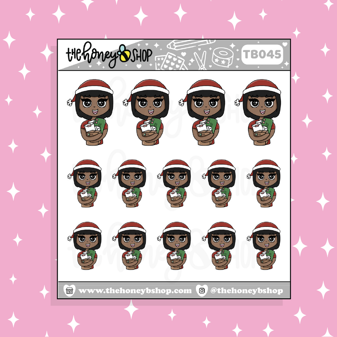 Christmas Happy Mail BabeBees Doodle Sticker | Choose Your Skin Tone!