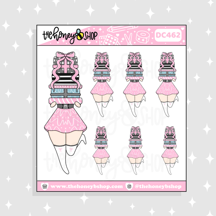 Pastel apilado presenta Babe Doodle pegatina | ¡Elige tu tono de piel!