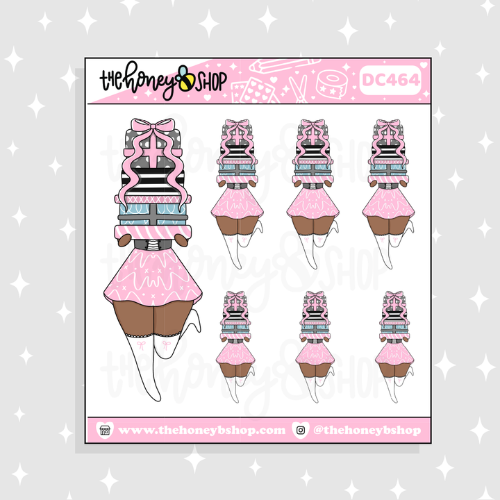 Pastel apilado presenta Babe Doodle pegatina | ¡Elige tu tono de piel!