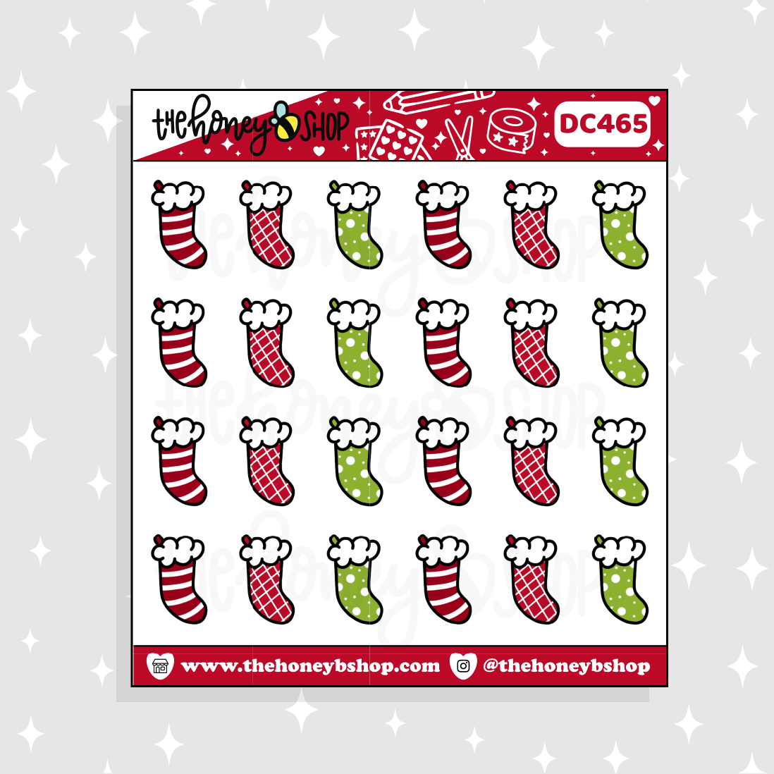 Doodle de medias navideñas tradicionales Pegatina