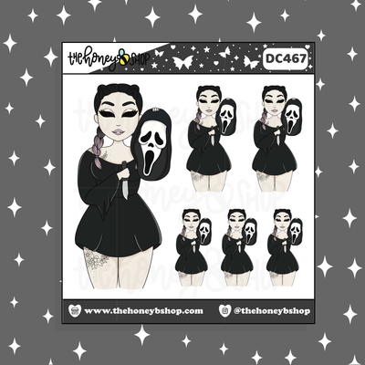 Ghost Face Babe Doodle Sticker | Choose your Skin Tone!