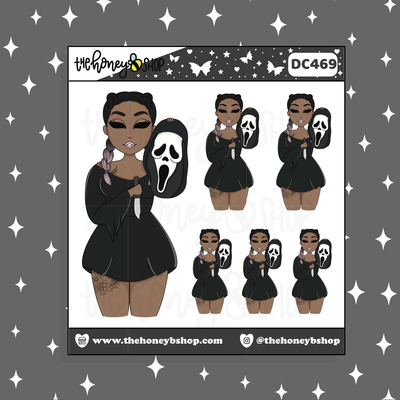 Ghost Face Babe Doodle Sticker | Choose your Skin Tone!