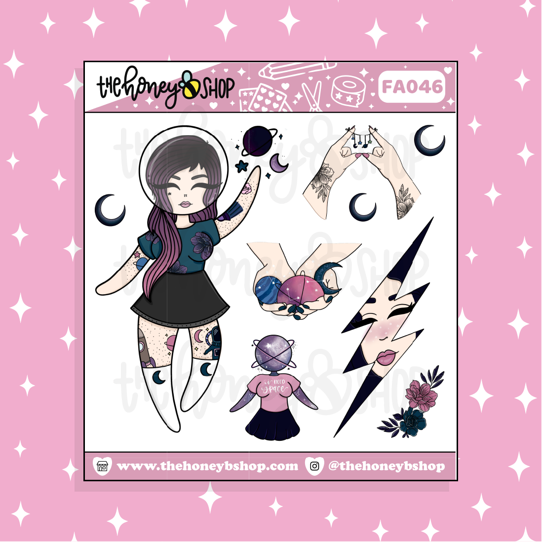 Space Babe 3.0 Babe Doodle Sticker | Choose your Skin Tone!