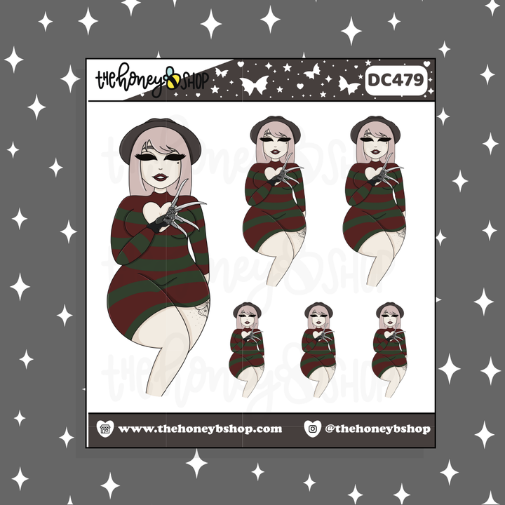 Freddy Krueger Babe Doodle Sticker | Choose your Skin Tone!