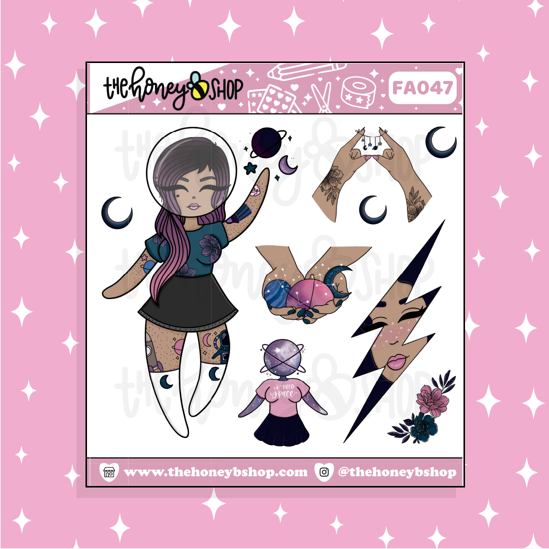 Space Babe 3.0 Babe Doodle Sticker | Choose your Skin Tone!