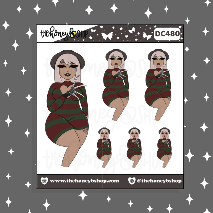 Freddy Krueger Bebé Doodle Pegatina ? ¡Elige tu tono de piel!