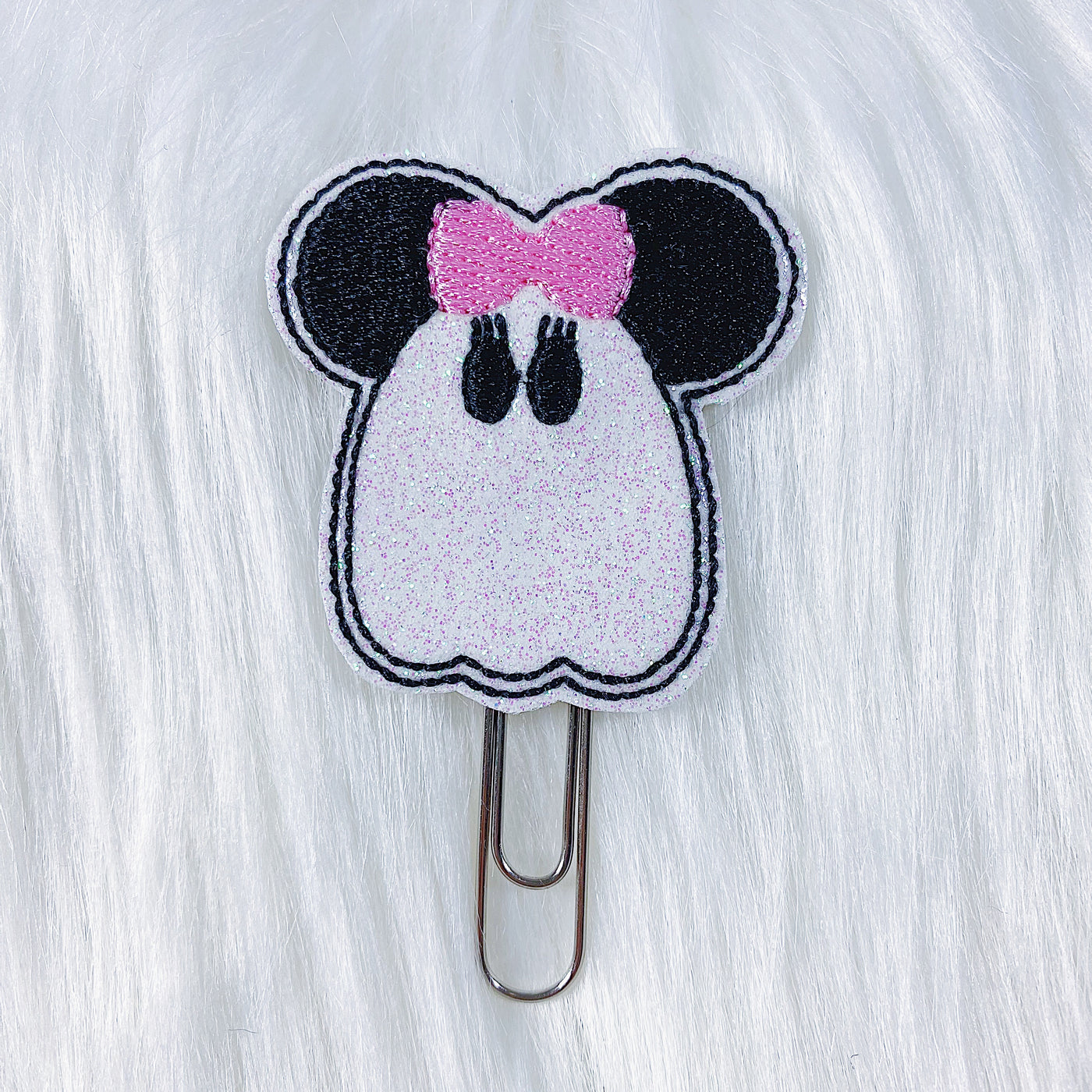 Minnie Ghost with Pink Bow Feltie Planner Clip