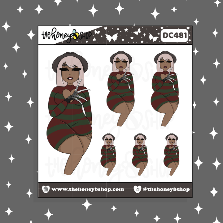 Freddy Krueger Bebé Doodle Pegatina ? ¡Elige tu tono de piel!