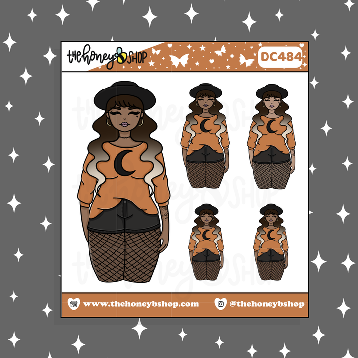 Casual Witch Babe Doodle Sticker | Choose your Skin Tone!