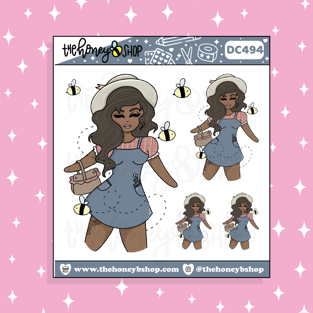 Lovely Picnic Babe Doodle Sticker | Choose Your Skin Tone!