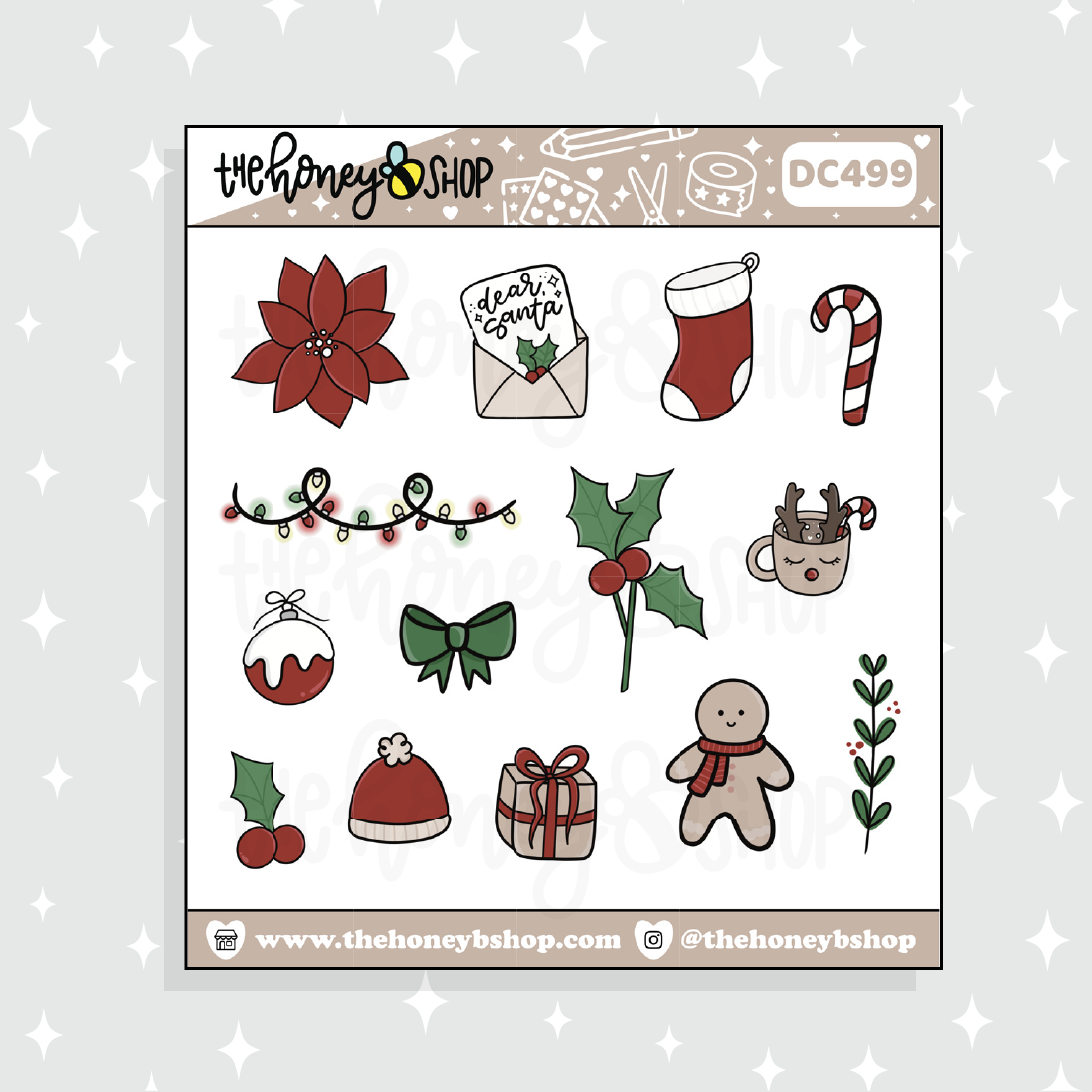 Querido Santa Deco Doodle Pegatina