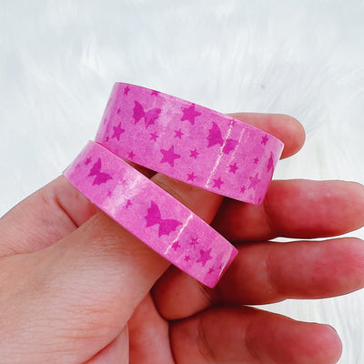 Iridescent Pink Bat Bow Magic Washi Tape Bundle | 15 + 10 MM
