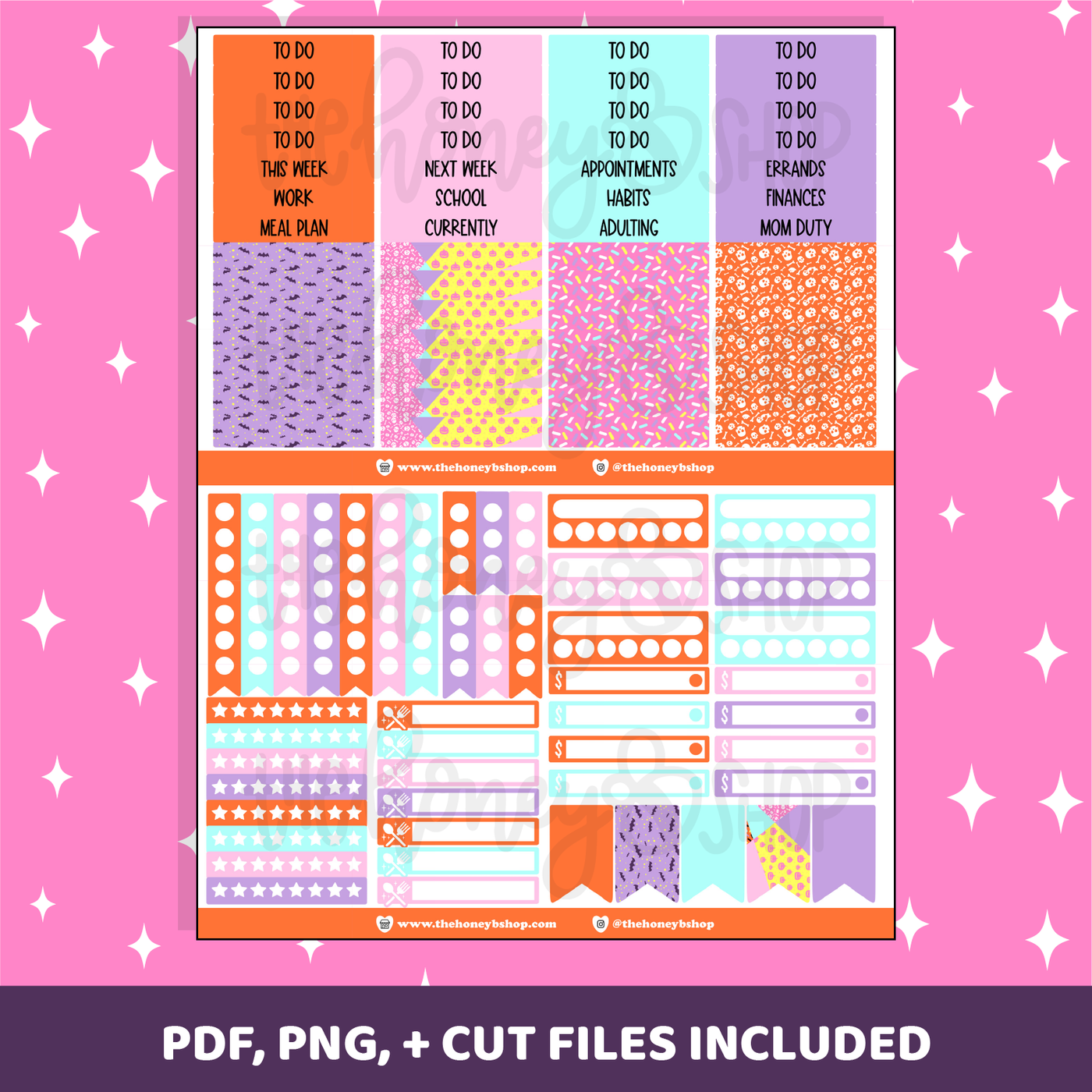 Cute and Spoopy Printable Weekly Kit | Vertical Planner | Printable Planner Stickers