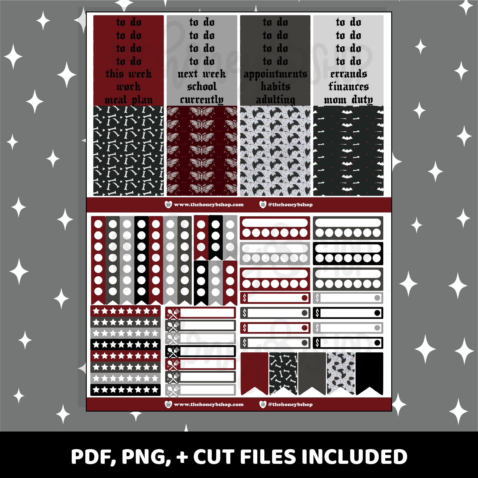 Gothic Printable Weekly Kit Vertical Planner Printable Planner Sti