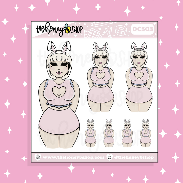 Bunny Babe Doodle Sticker | Choose your Skin Tone!