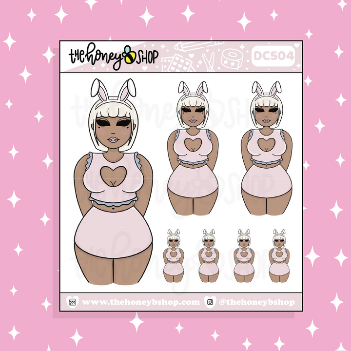 Bunny Babe Doodle Sticker | Choose your Skin Tone!