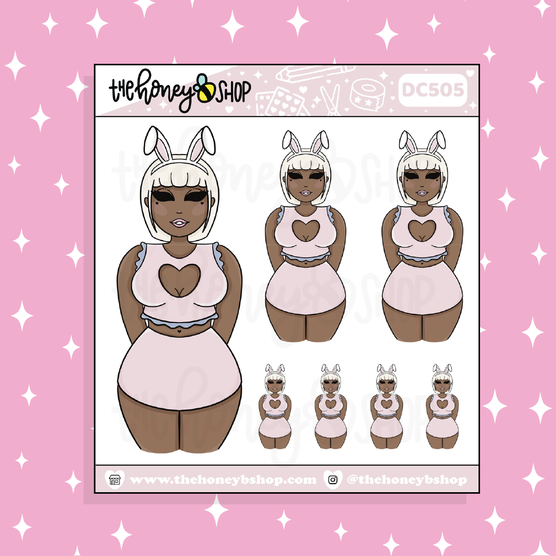 Bunny Babe Doodle Sticker | Choose your Skin Tone!
