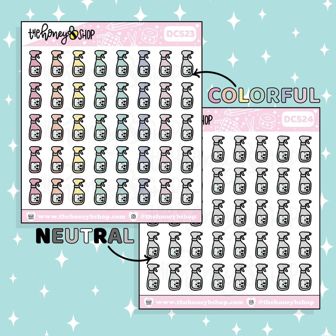 Cleaning Bottle Doodle Sticker | Choose Your Color Option!
