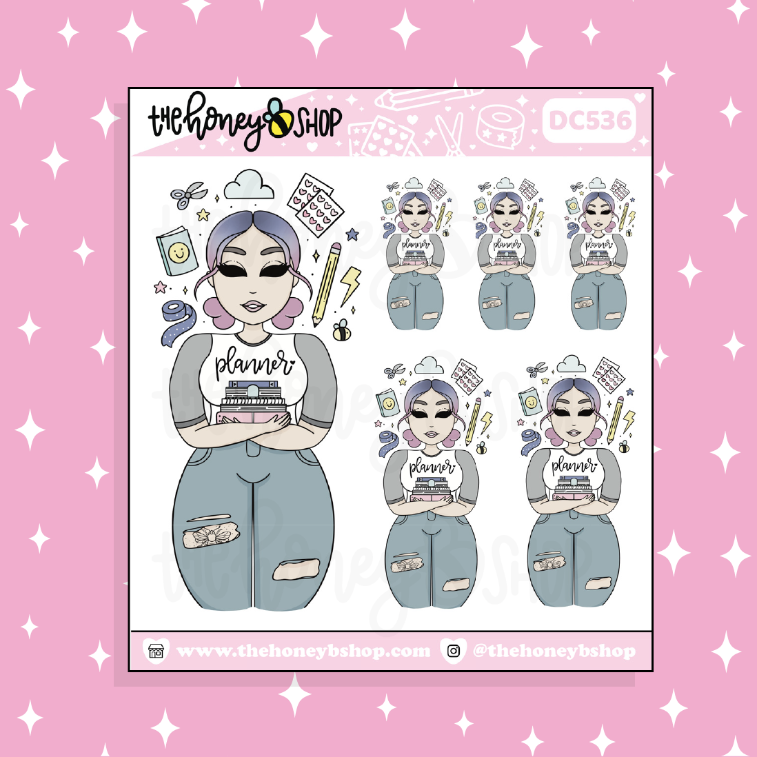 Confetti Planner Babe Doodle Sticker | Choose your Skin Tone!