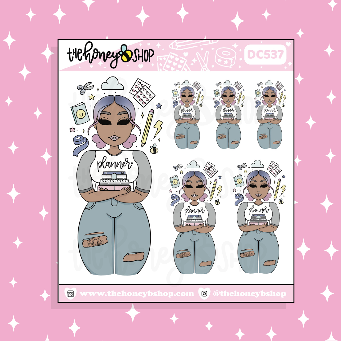 Confetti Planner Babe Doodle Sticker | Choose your Skin Tone!