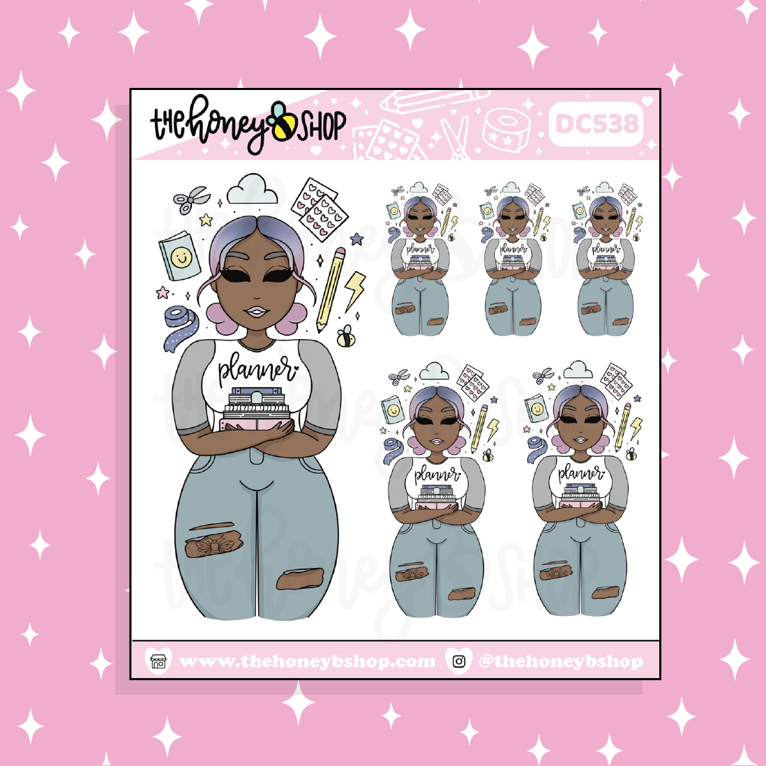 Confetti Planner Babe Doodle Sticker | Choose your Skin Tone!