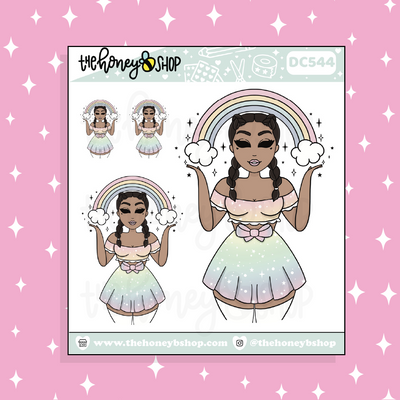 Lucky Rainbow Babe Doodle Sticker | Choose your Skin Tone!