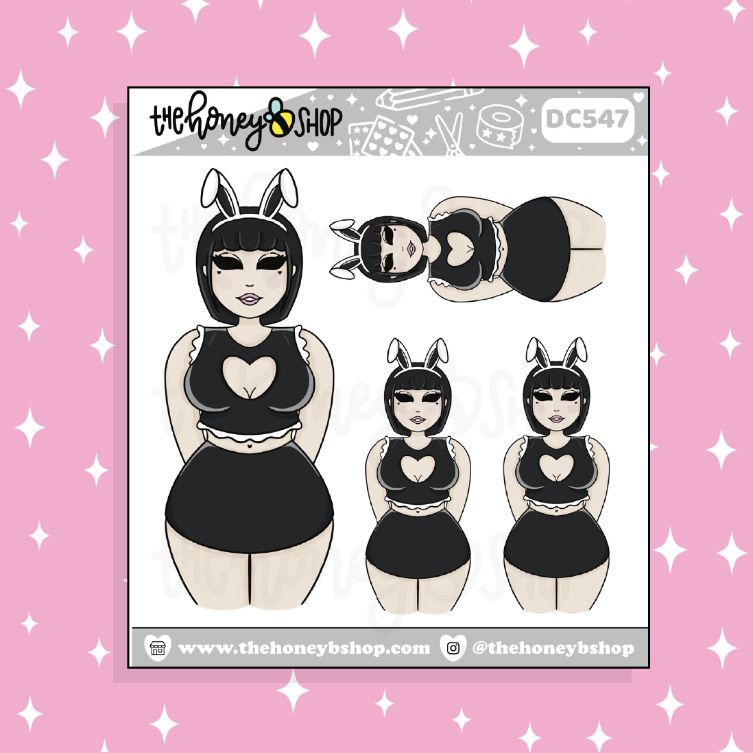 Bunny Babe Version 2 Doodle Sticker | Choose your Skin Tone!