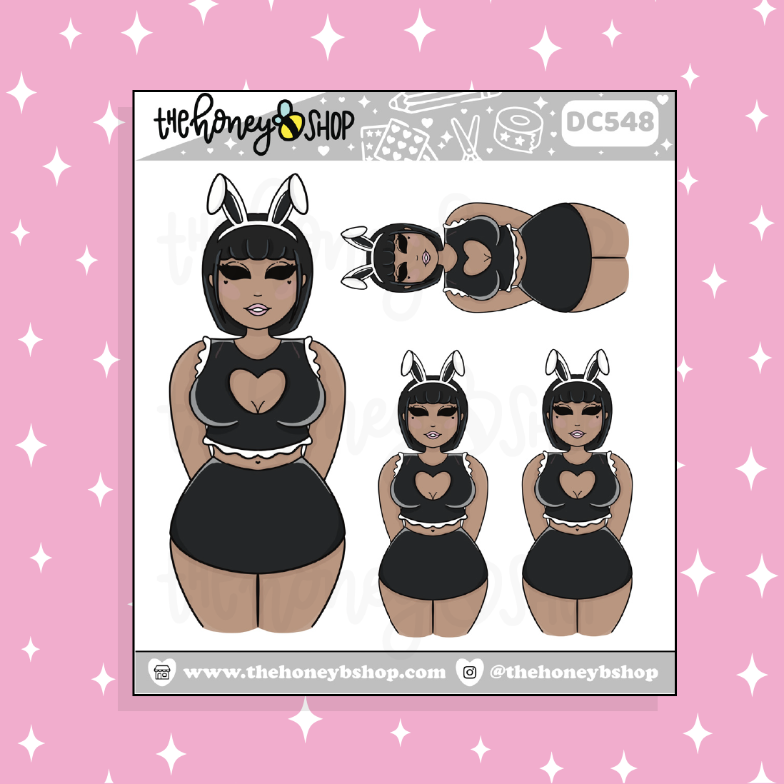 Bunny Babe Version 2 Doodle Sticker | Choose your Skin Tone!