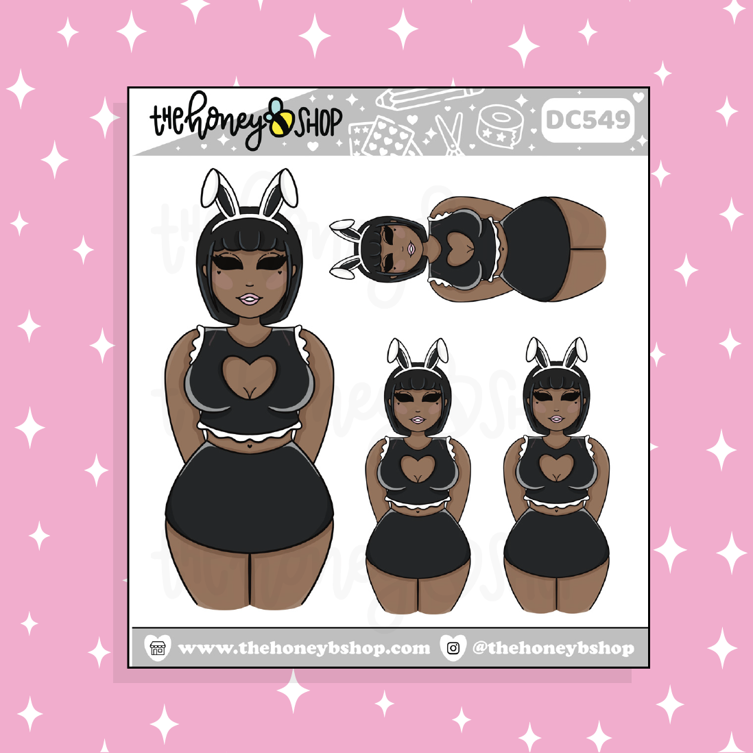 Bunny Babe Version 2 Doodle Sticker | Choose your Skin Tone!