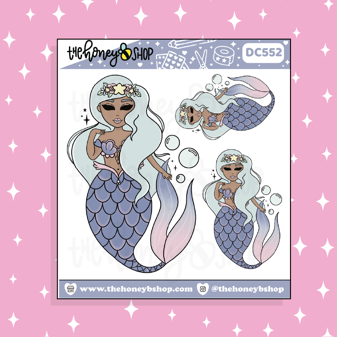Mermaid Babe Doodle Sticker | Choose your Skin Tone!
