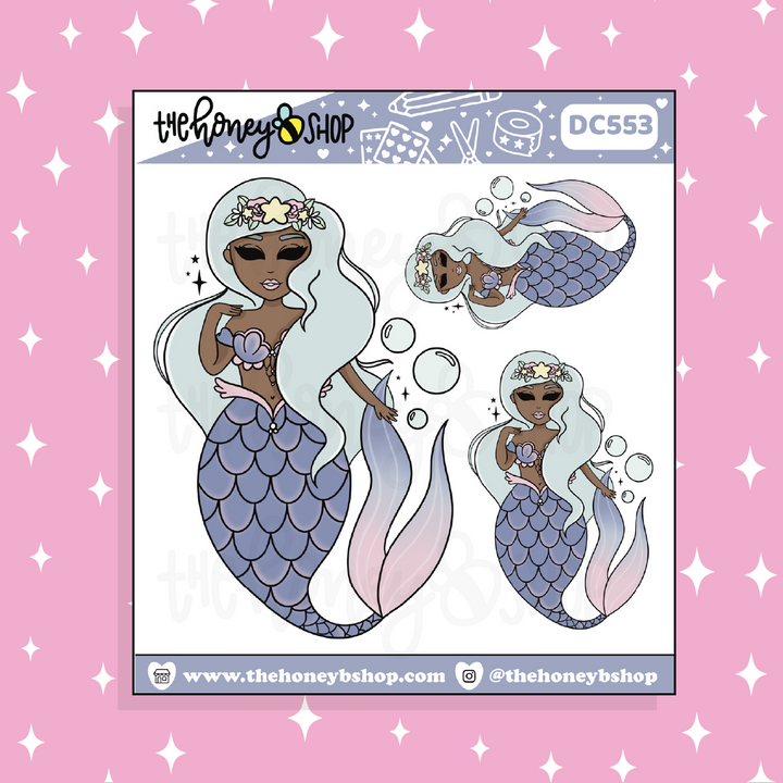 Mermaid Babe Doodle Sticker | Choose your Skin Tone!