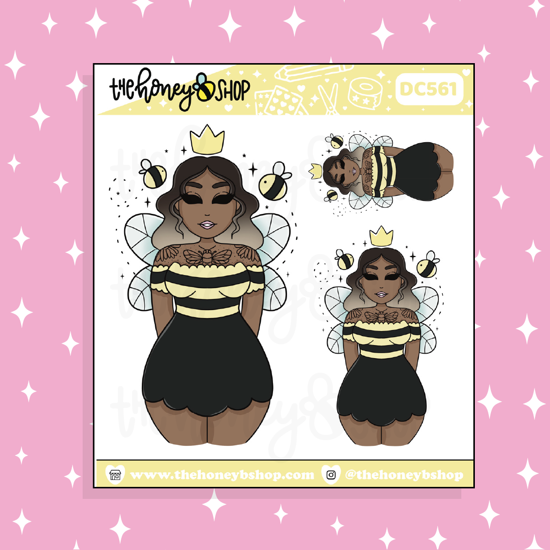 Honey Bee Babe Doodle Sticker | Choose your Skin Tone!