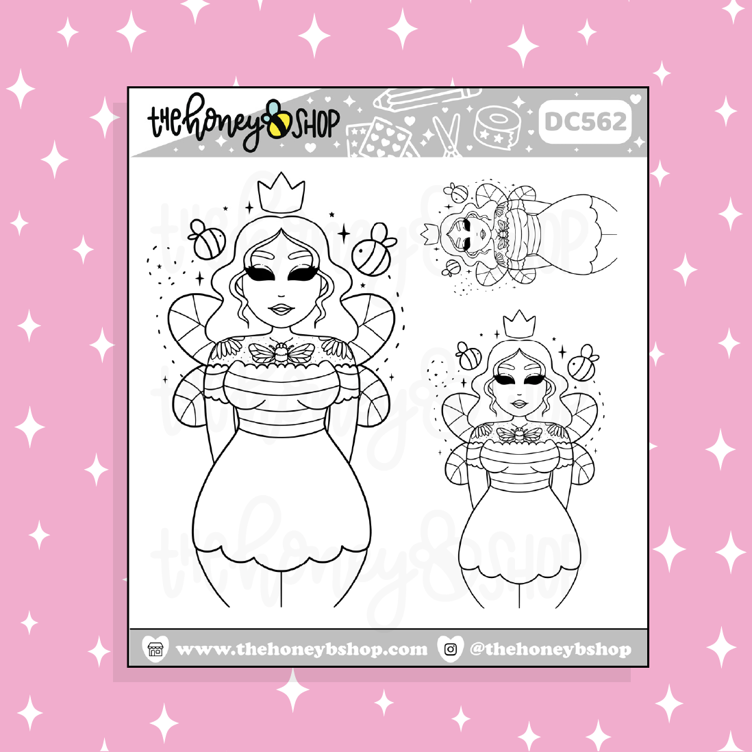 Etiqueta engomada del Doodle del bebé de la abeja de la miel | Contorno negro + blanco