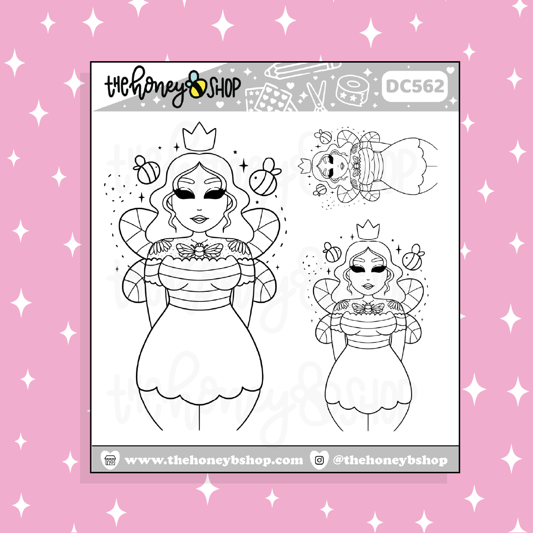 Honey Bee Babe Doodle Sticker | Black + White Outline
