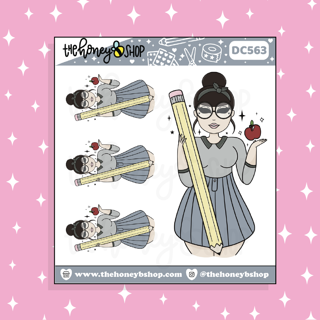 Back to School Neutral Babe Doodle Sticker | Choose your Skin Tone!