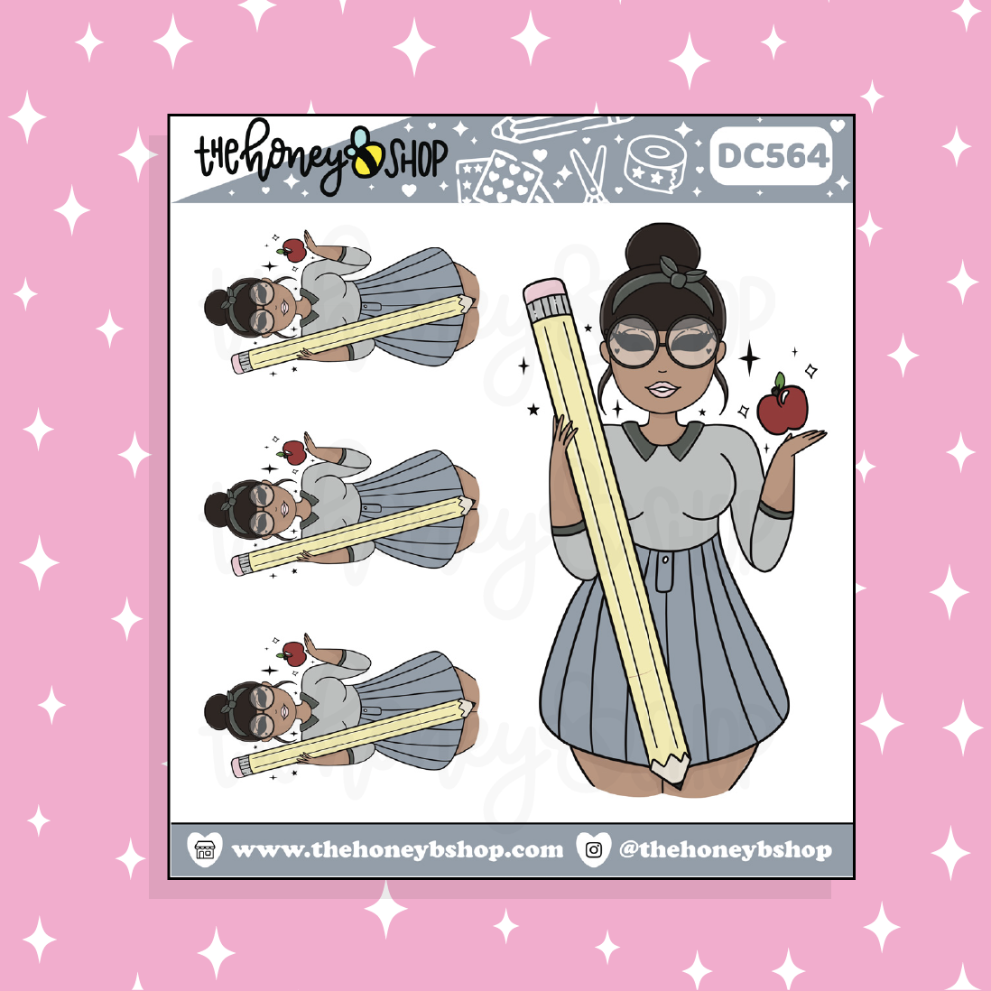 Back to School Neutral Babe Doodle Sticker | Choose your Skin Tone!