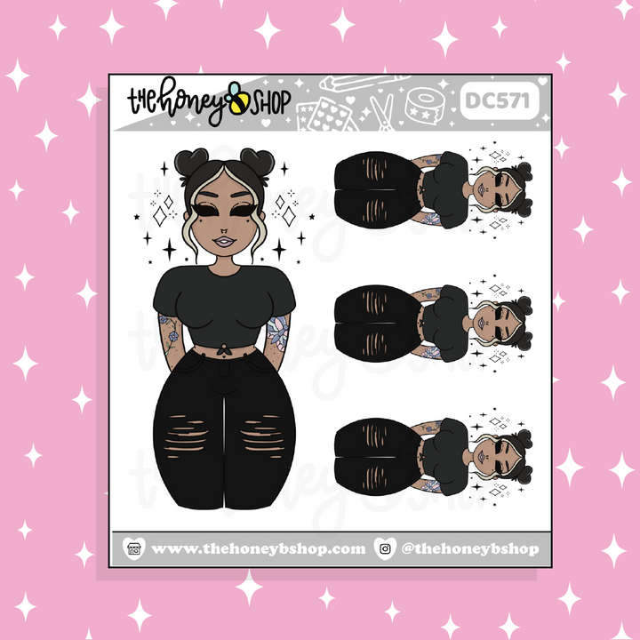 BadAssy Babe Doodle Sticker | Choose your Skin Tone!