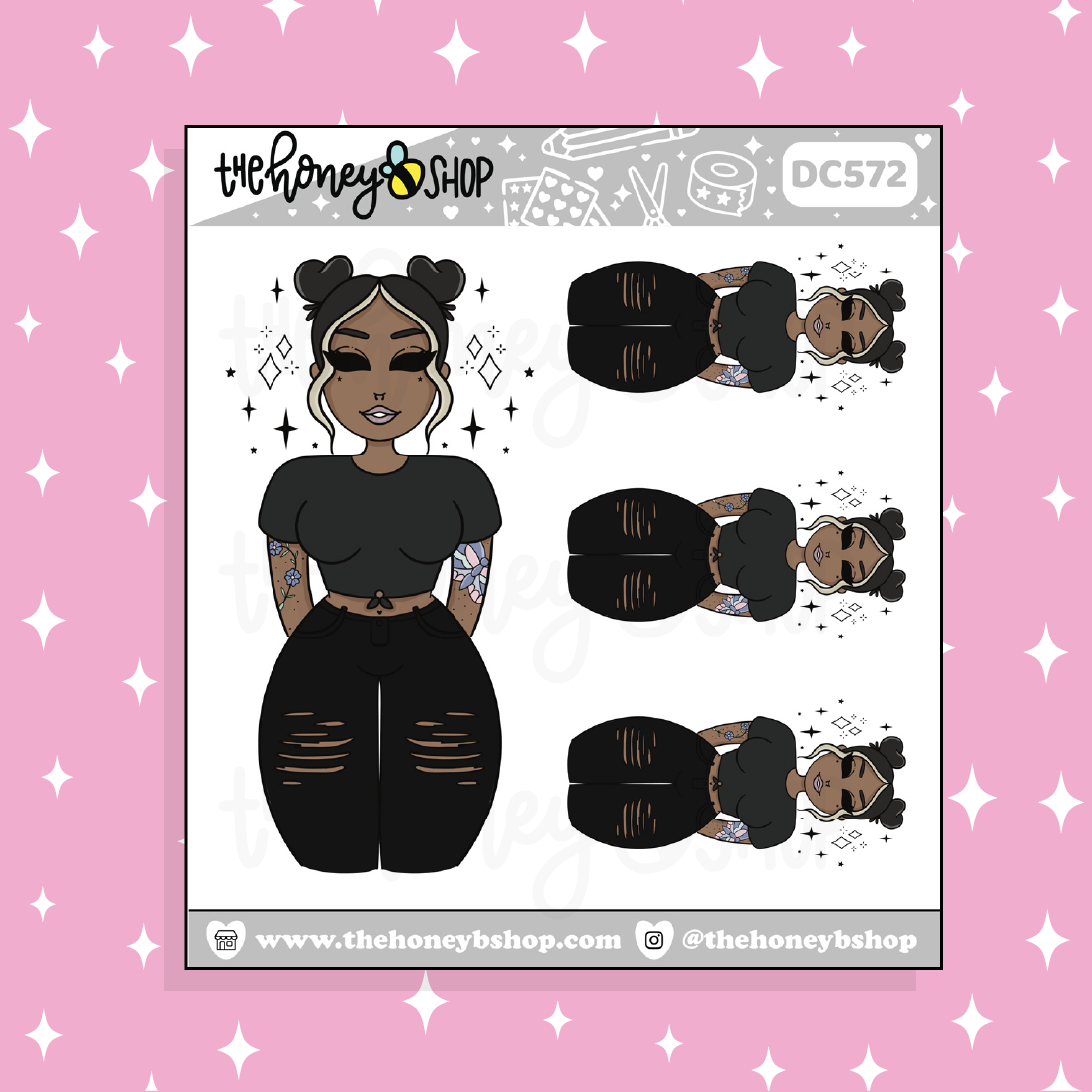 BadAssy Babe Doodle Sticker | Choose your Skin Tone!