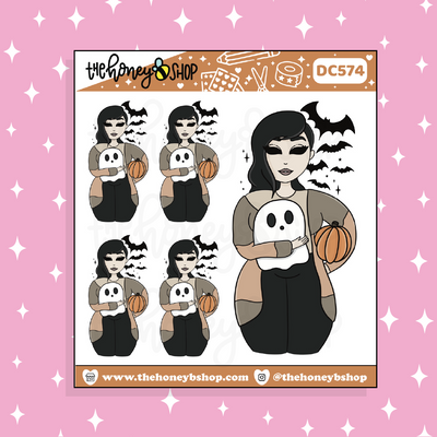 Halloween Ready Babe Doodle Sticker | Choose your Skin Tone!