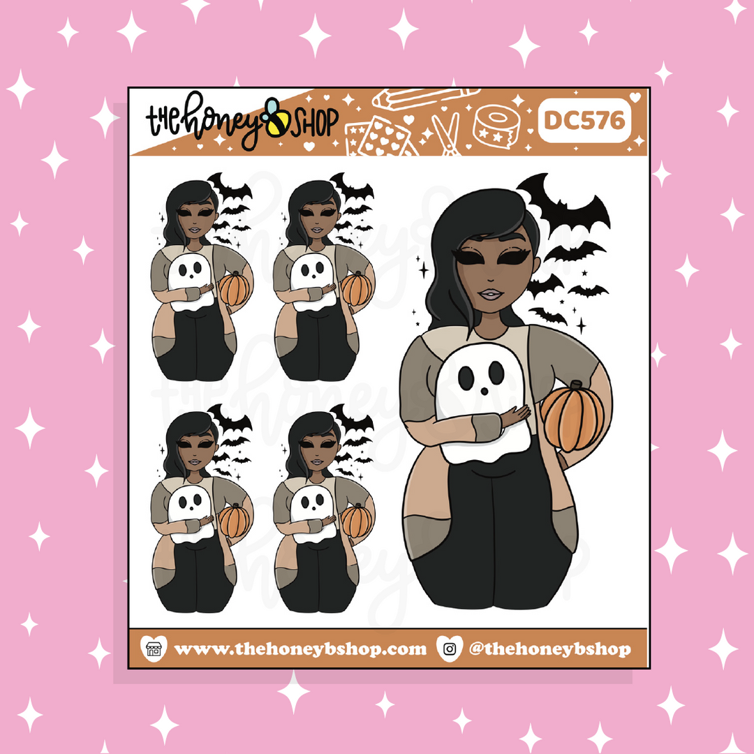 Halloween Ready Babe Doodle Sticker | Choose your Skin Tone!