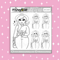 Etiqueta engomada del Doodle del bebé de la moda de otoño | Contorno negro + blanco