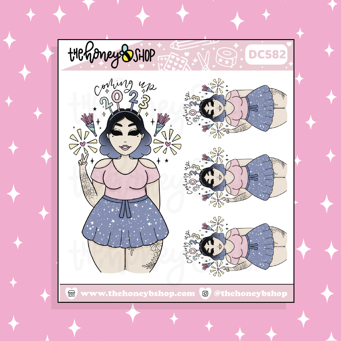 Coming Up 2023 New Year Babe Doodle Sticker | Choose your Skin Tone!