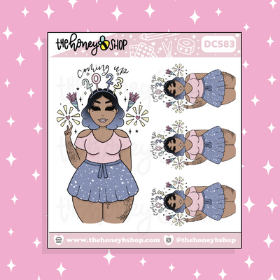 Coming Up 2023 New Year Babe Doodle Sticker | Choose your Skin Tone!