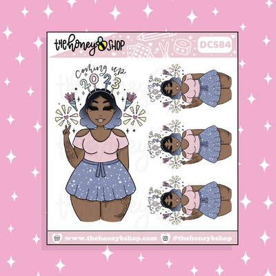 Coming Up 2023 New Year Babe Doodle Sticker | Choose your Skin Tone!