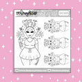 Coming Up 2023 New Year Babe Doodle Sticker | Black + White Outline