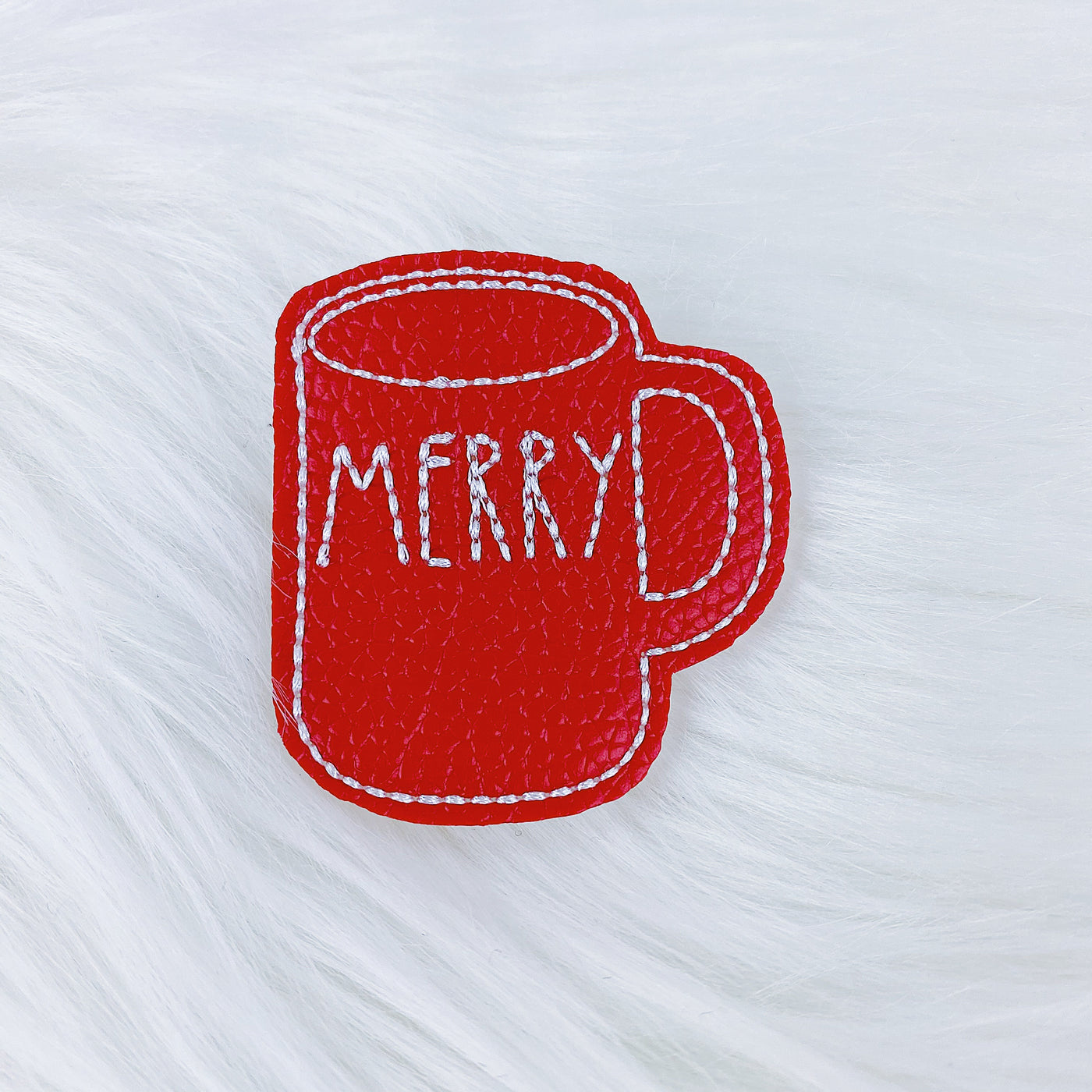 Red Merry Mug Feltie | CHOOSE YOUR HARDWARE