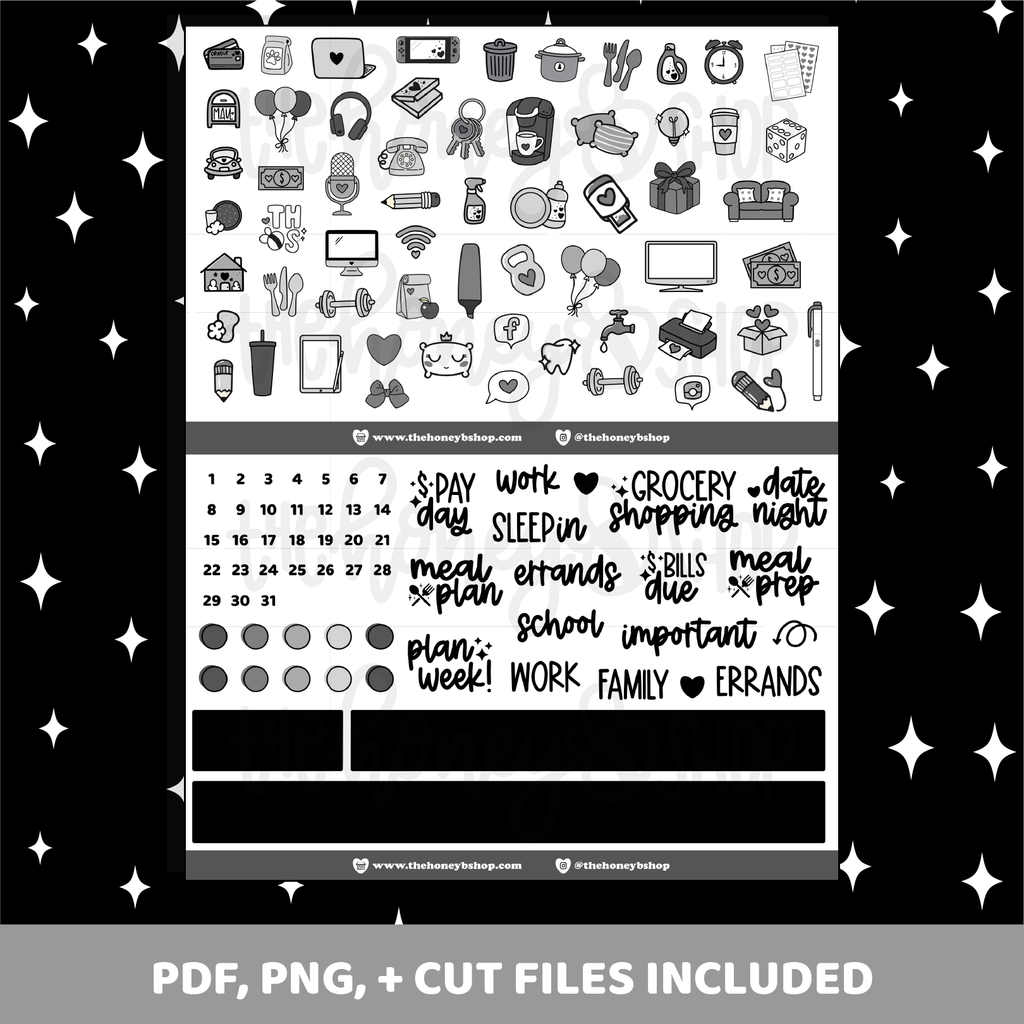 Surreal Printable Weekly Kit | Vertical Planner | Printable Planner Stickers