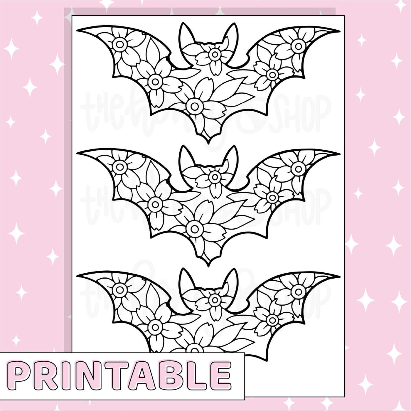 Halloween Coloring Page Set Printable Bee-6 Full Page Sticker | B6 Planner | Printable Planner Stickers