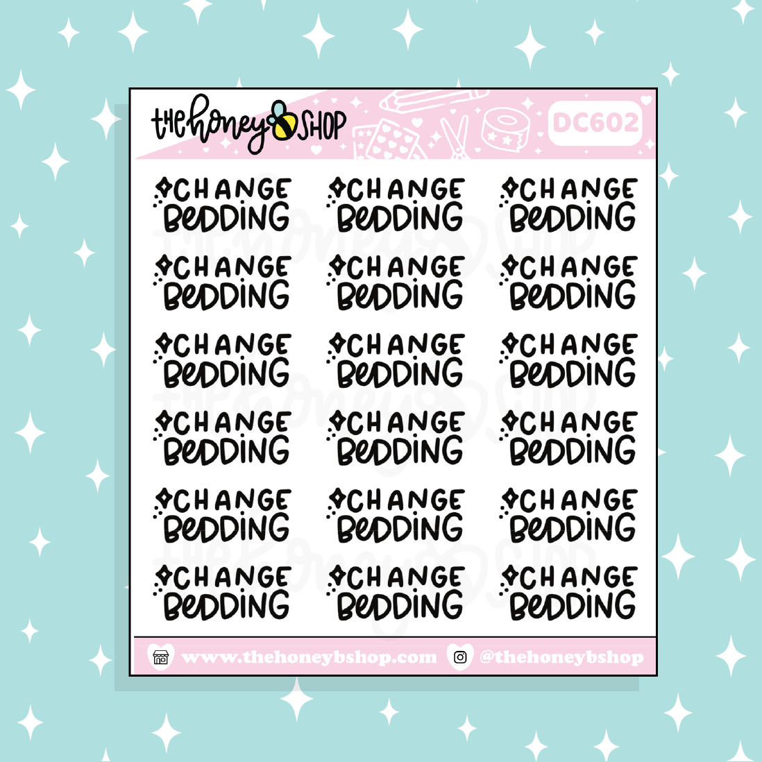 Change Bedding Lettering Doodle Sticker