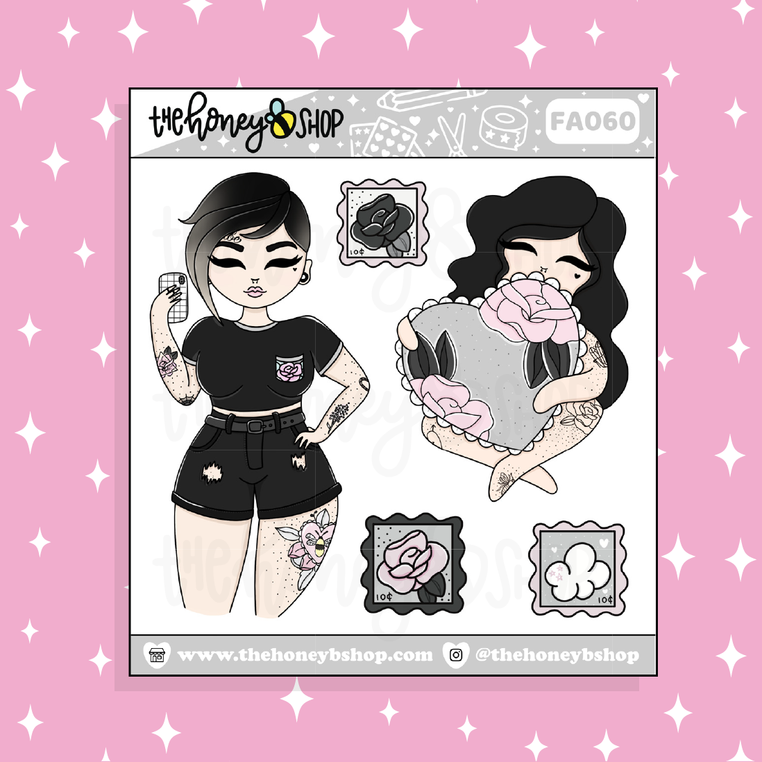 Selfie + Heart Babe Doodle Sticker | Choose your Skin Tone!